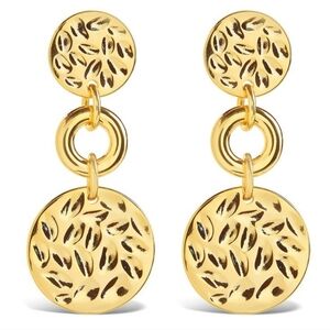 NWT Sterling Forever Textured Triple Drop Earrings Nordstrom 14K gold plated